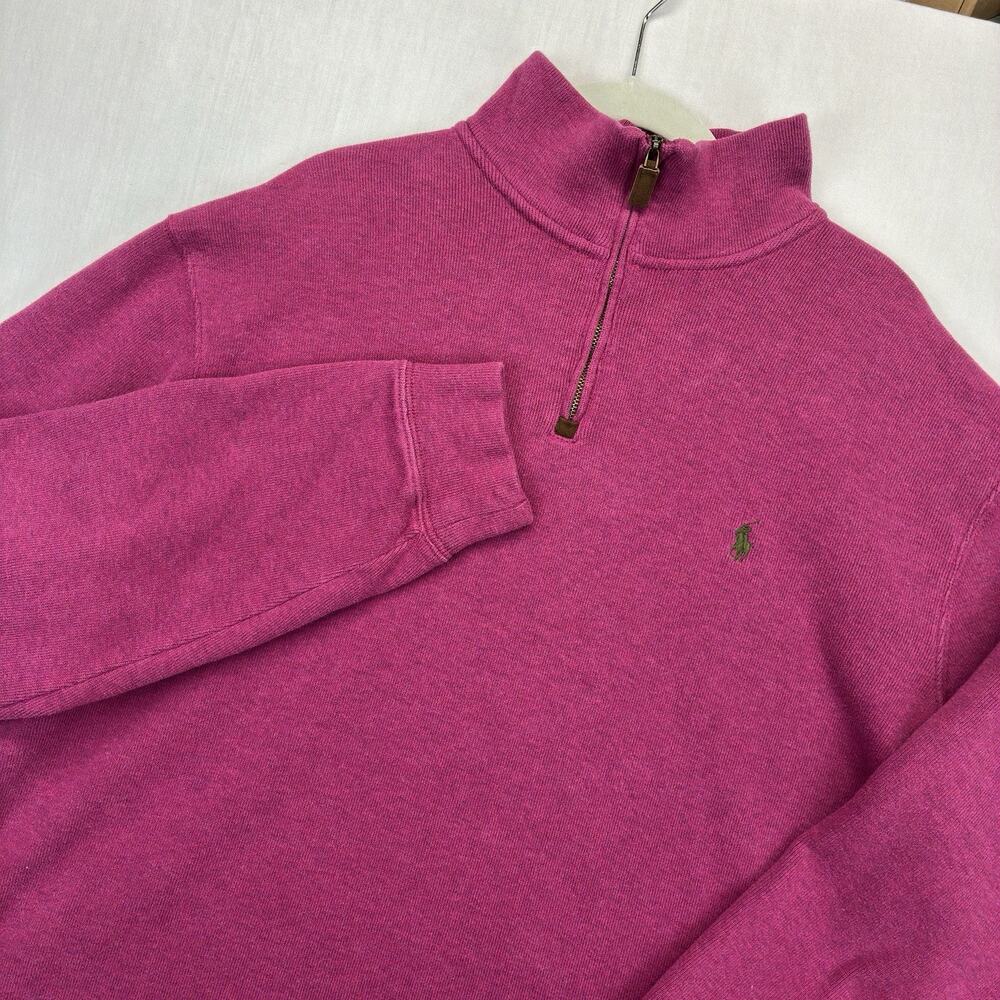 Polo Ralph Lauren Men’s XL Pink Quarter Zip Pullover Pony Sweater